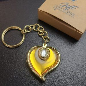 VTG 2000 Avon Heart Locket Keychain Birthstone Simulated Diamond April G…